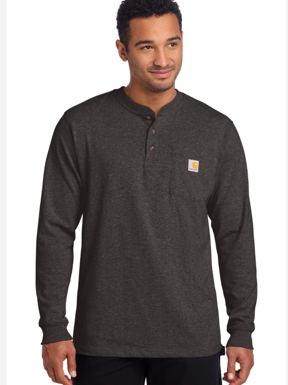 Carhartt Men’s Dark Heather Charcoal Henley Pocket Shirt